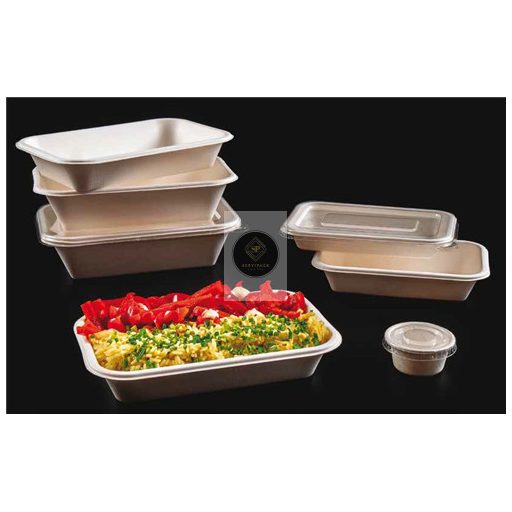 Ételdoboz cukornád rostból 940ml, 215x140x52mm - 50DB/CS