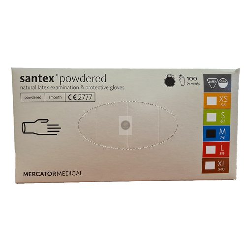 Santex púderes (smooth) egyszerhasználatos kesztyű M, (100db)