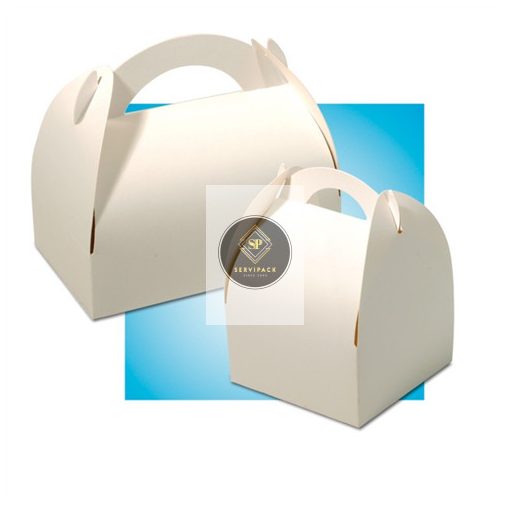 Füles fehér papír süteményes doboz 105x105x60mm, x50db