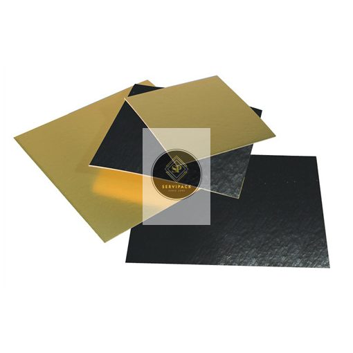 Arany/fekete kétoldalú négyzet tortakarton 250x250mm, x100db
